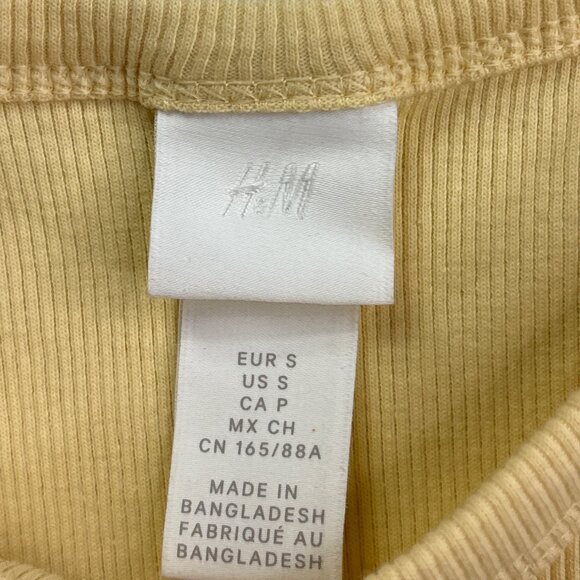 H&M Womens Ribbed Cropped Tank Top Size S Pale Yellow - Picture 3 of 5